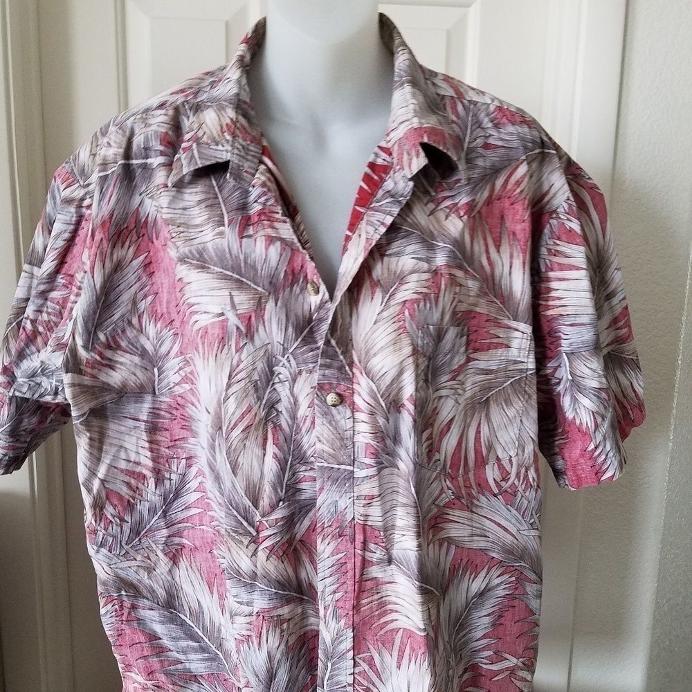 Cooke Street XL Hawaiian Aloha Shirt Black Gray Pattern Casual Button Front